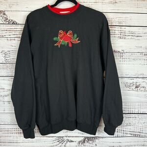 Womens VTG MC Sportswear Holiday Christmas Cardinal Black Red Sweatshirt XL